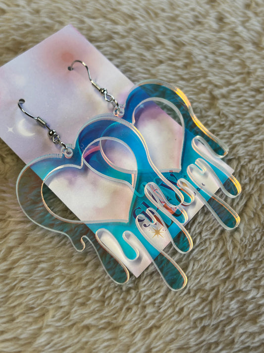 Colour Shift Drippy Heart Earrings