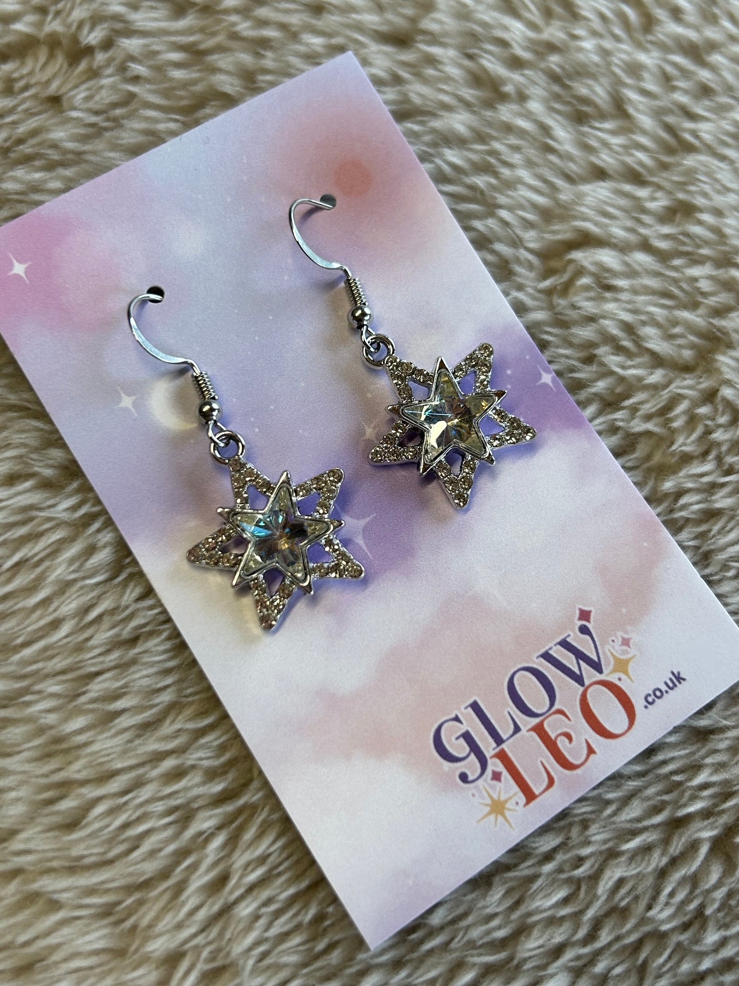 Clear Sparkle Star Earrings