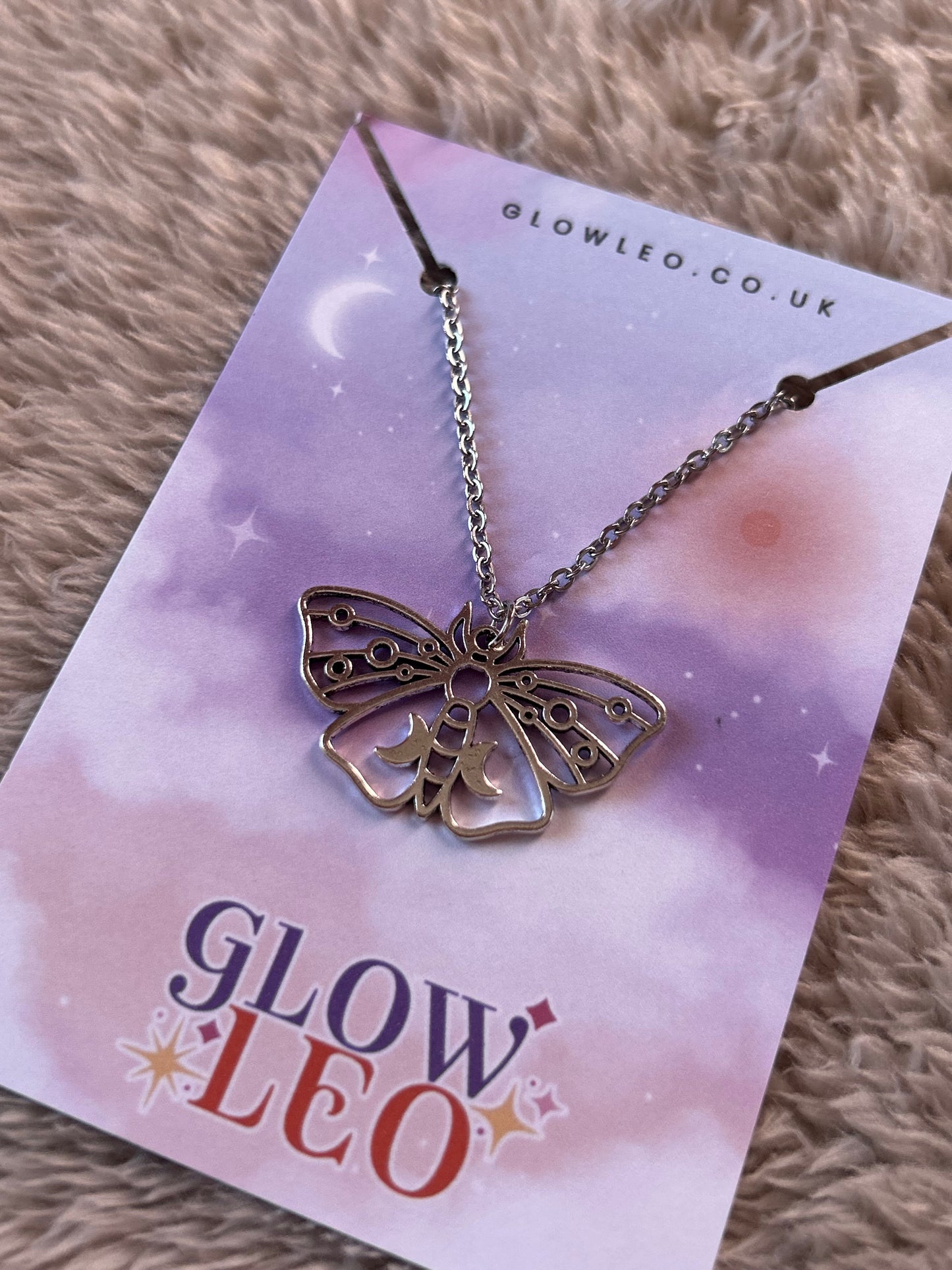 Crescent Moon Moth Necklace