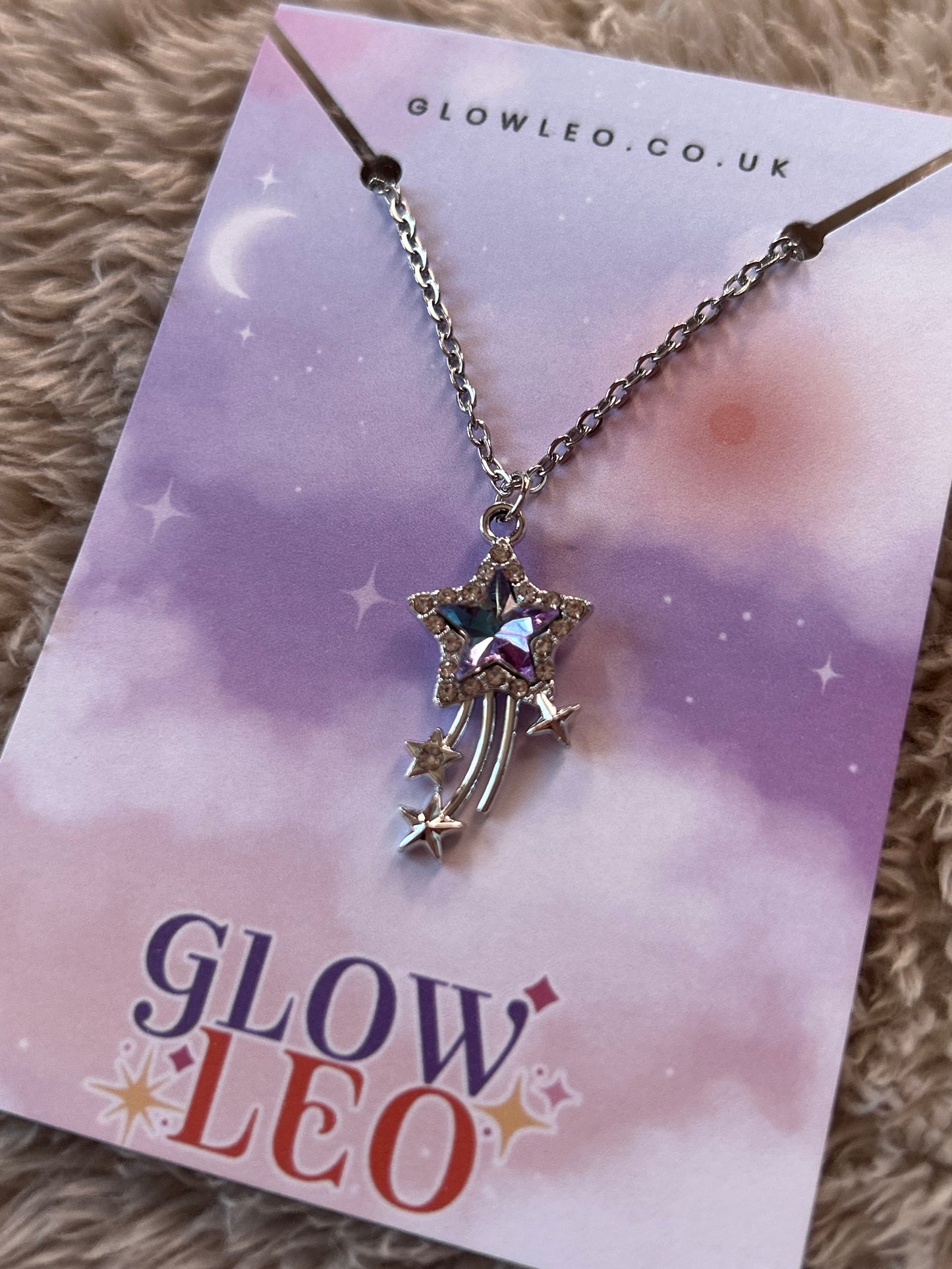 Blue And Lilac Shooting Star Necklace