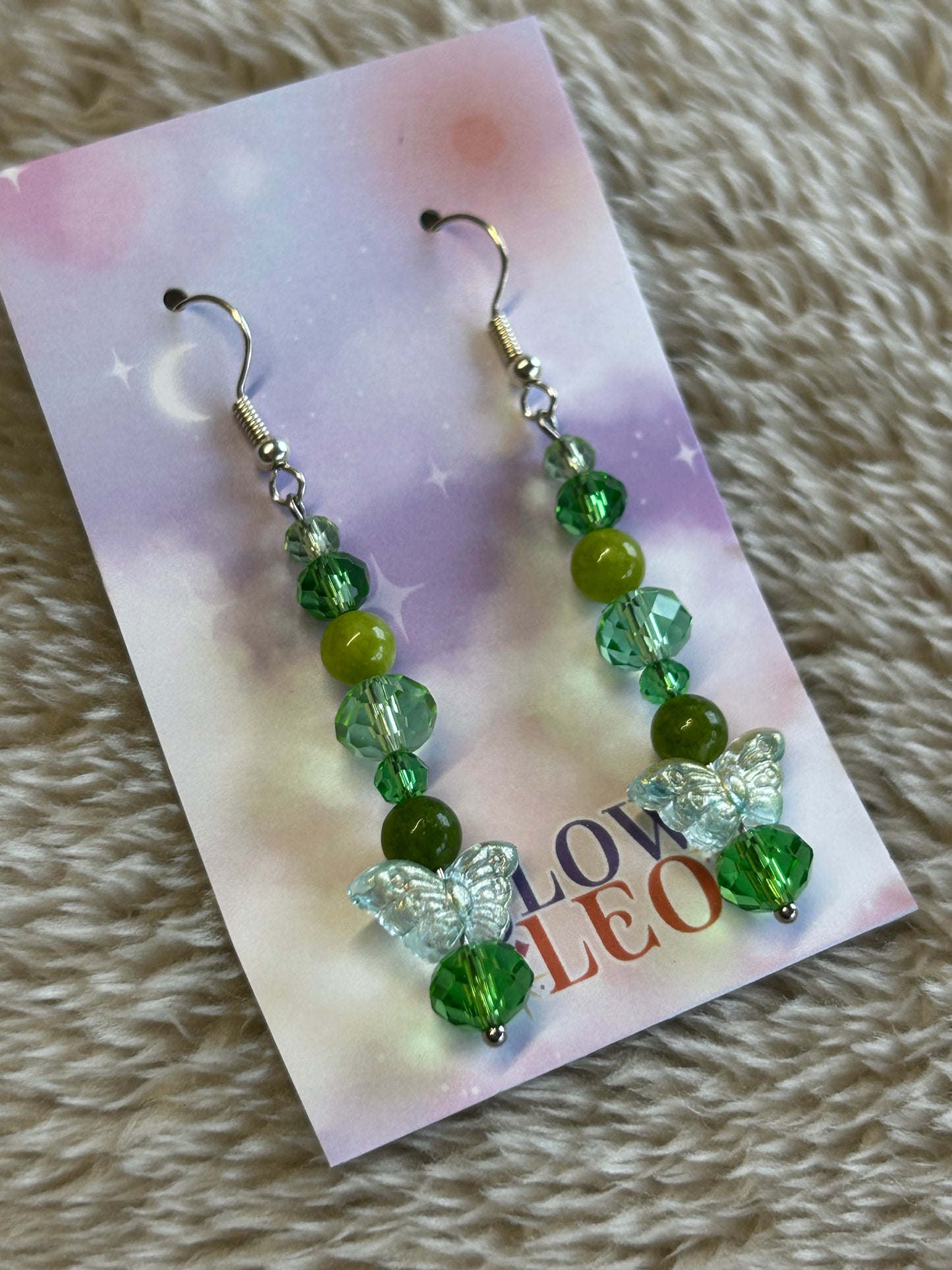 Forest Butterfly Glass Earrings