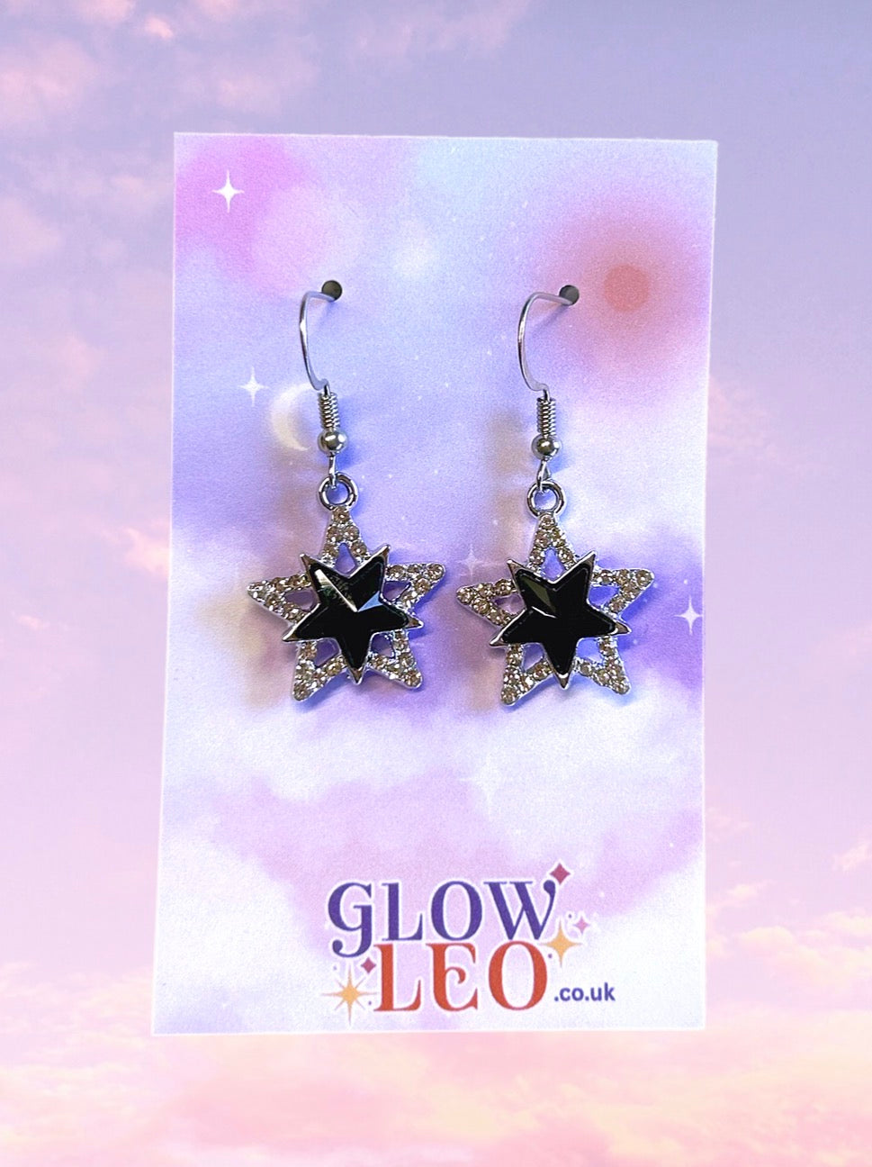 Black Sparkle Star Earrings