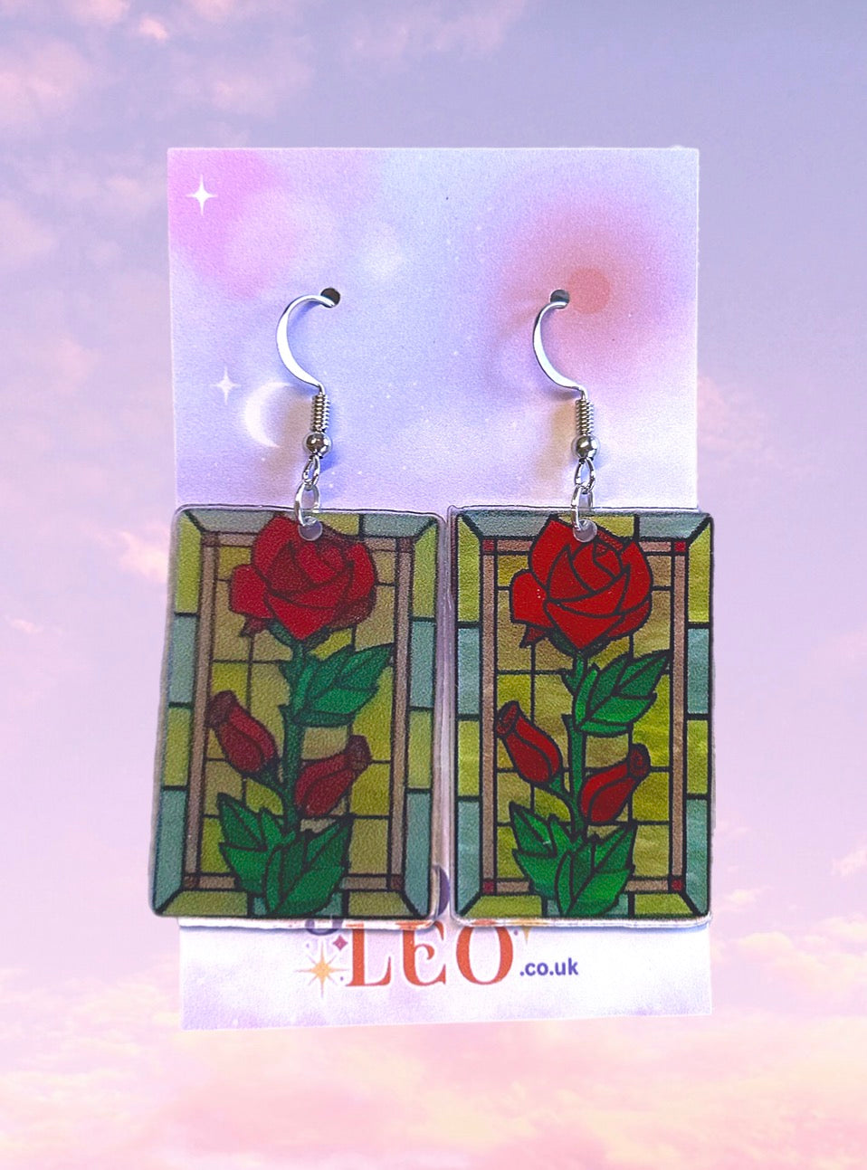Stained Rose Earrings