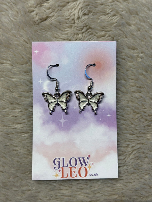 White Butterfly Earrings