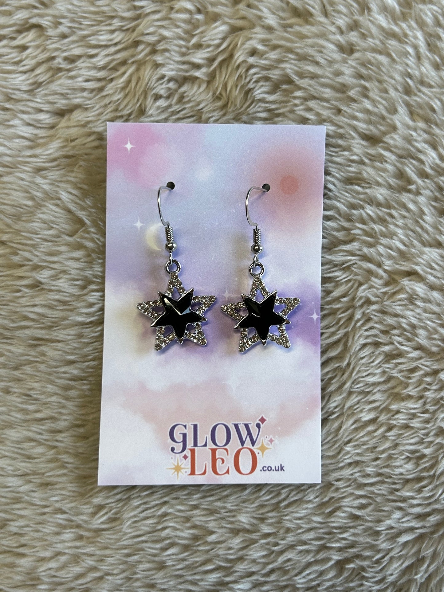 Black Sparkle Star Earrings