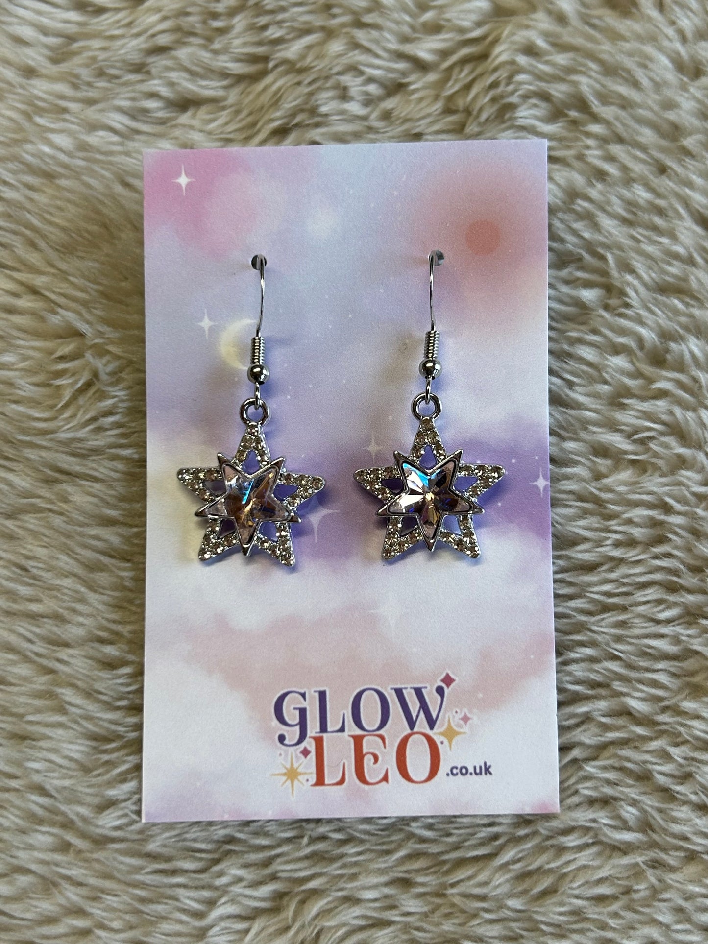 Pink Sparkle Star Earrings