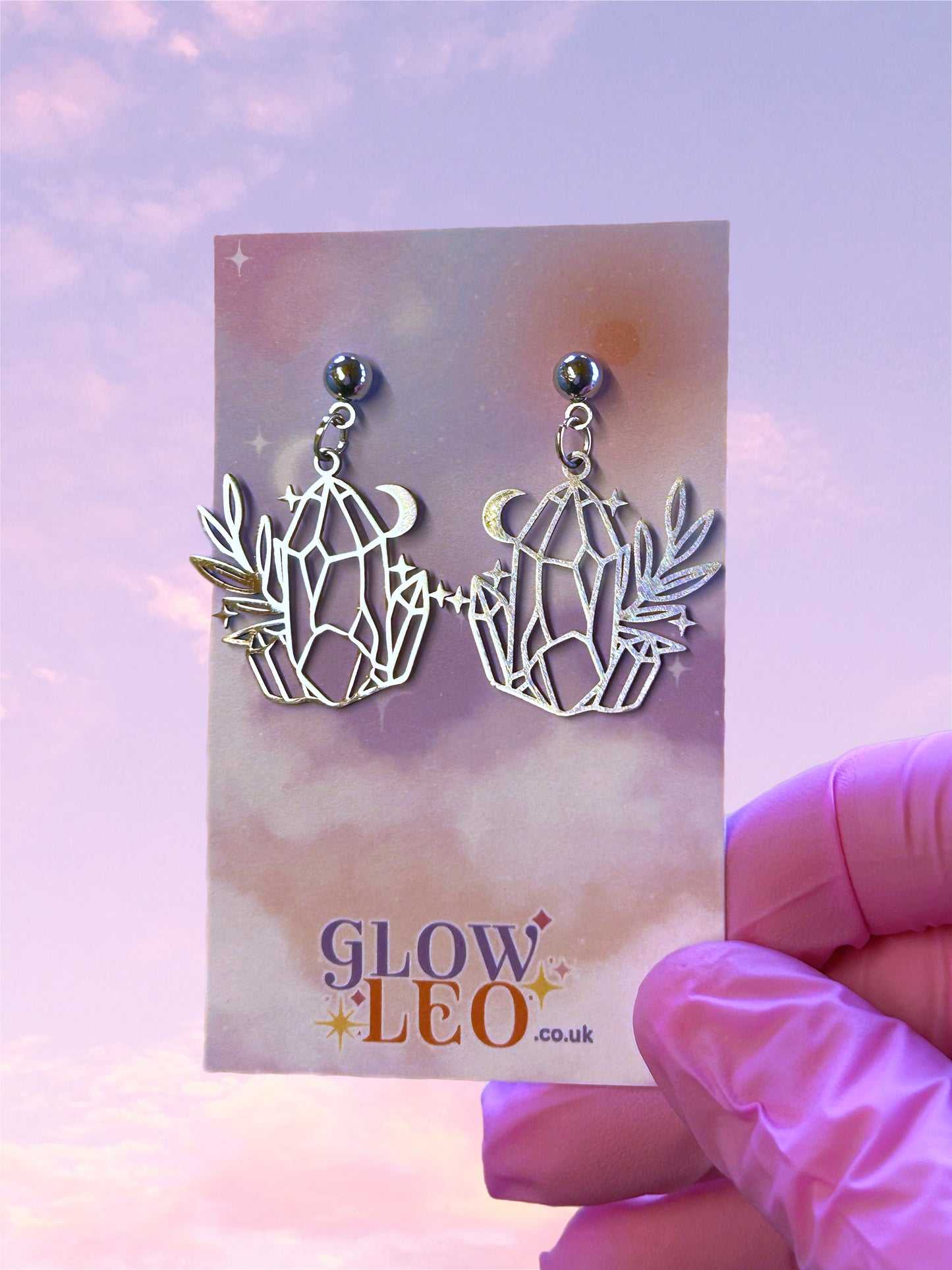 Crystal Moon Stud Earrings