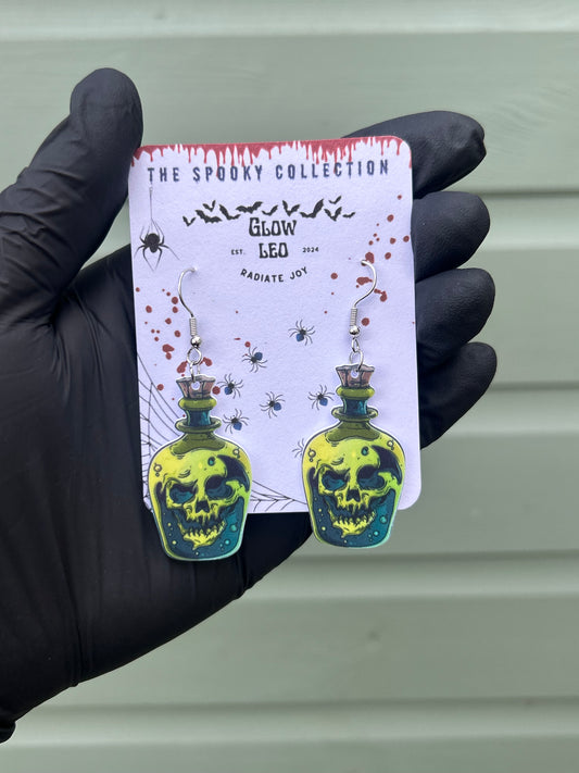 Skull Jar Dangle Earrings