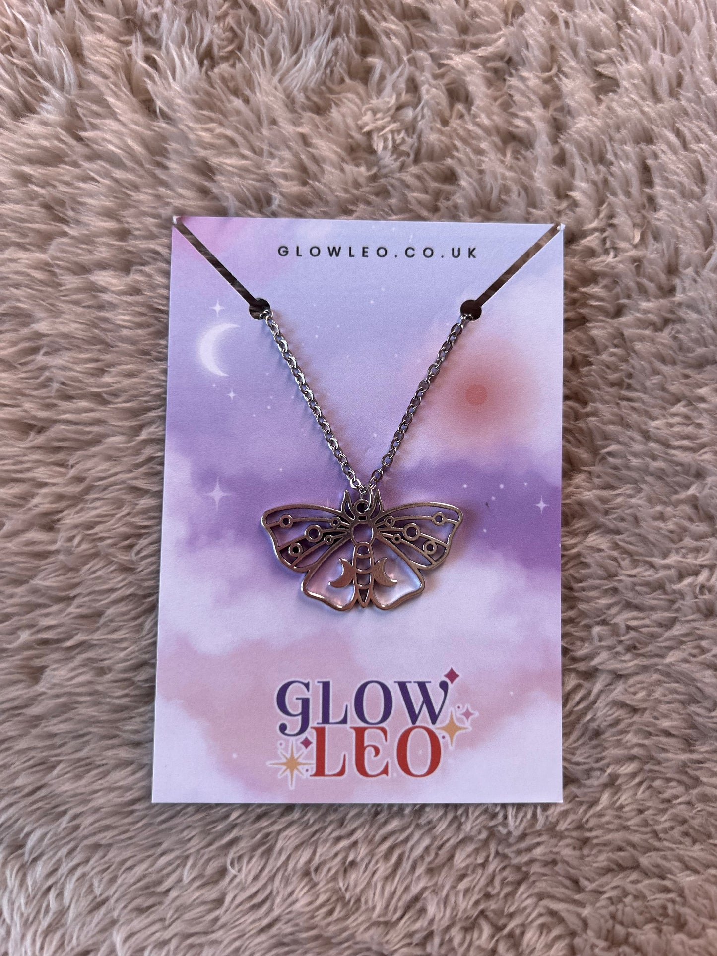 Crescent Moon Moth Necklace