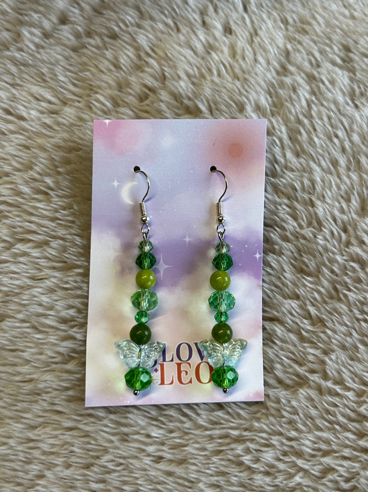 Forest Butterfly Glass Earrings