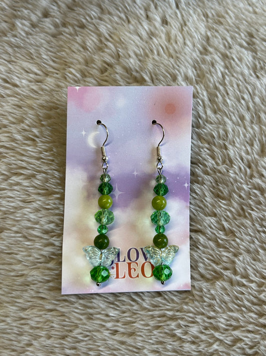 Forest Butterfly Glass Earrings