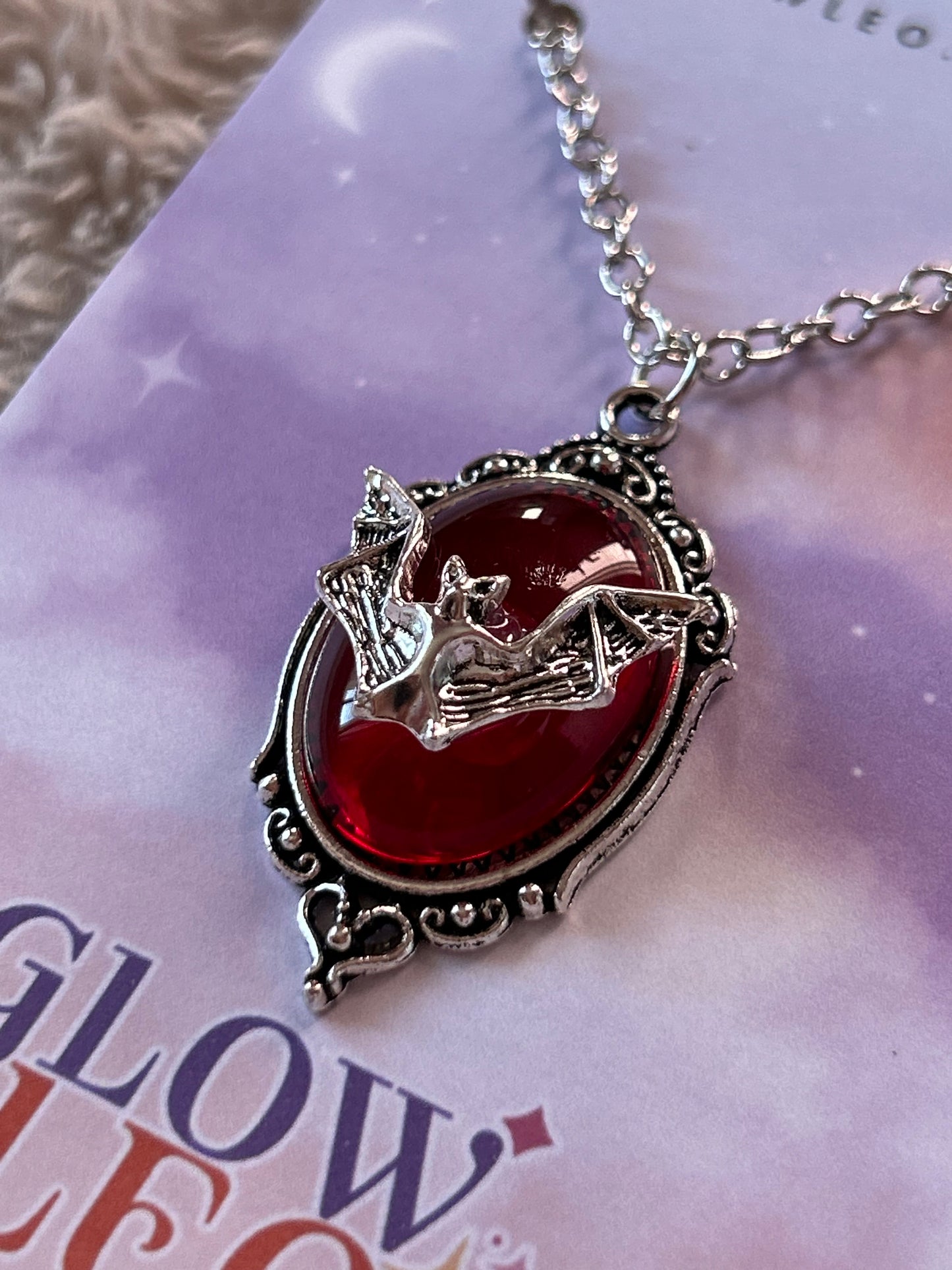 Red Bat Pendant Necklace