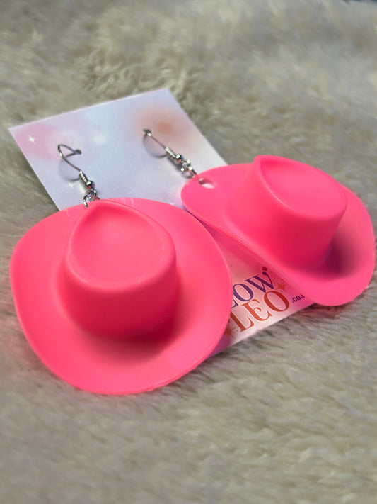 Pink Cowgirl Hat Earrings