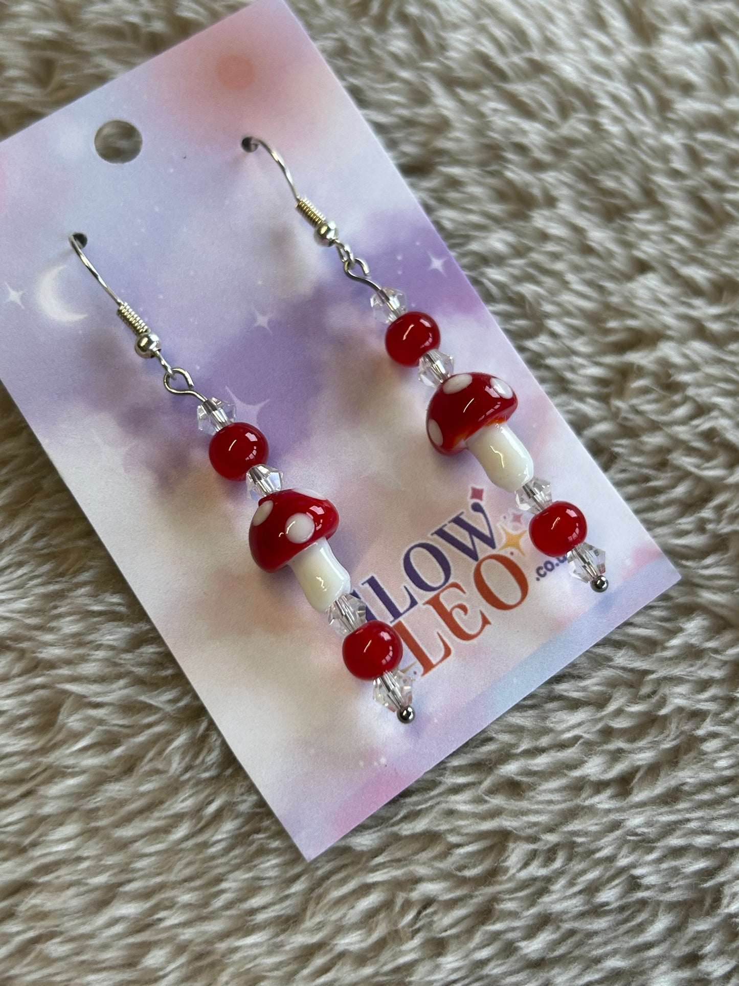Red Mushrooms Glass Earrings