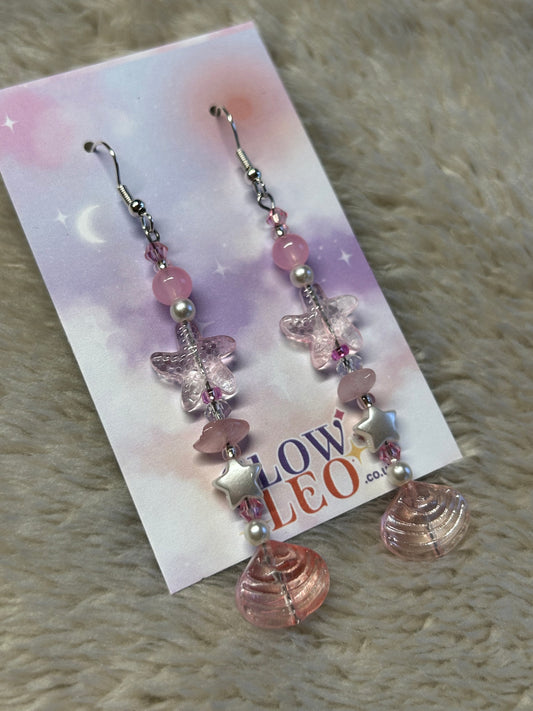 Pink Mermaid Glass Earrings