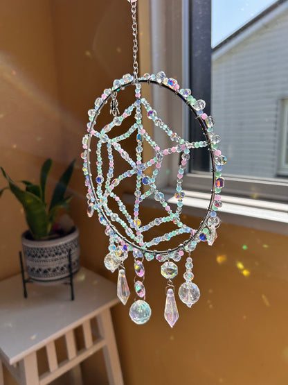 Clover Spider Web Sun Catcher