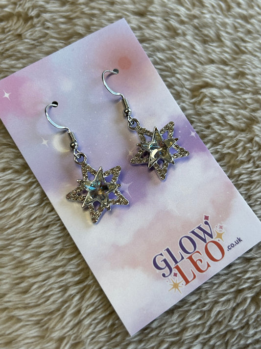 Clear Sparkle Star Earrings