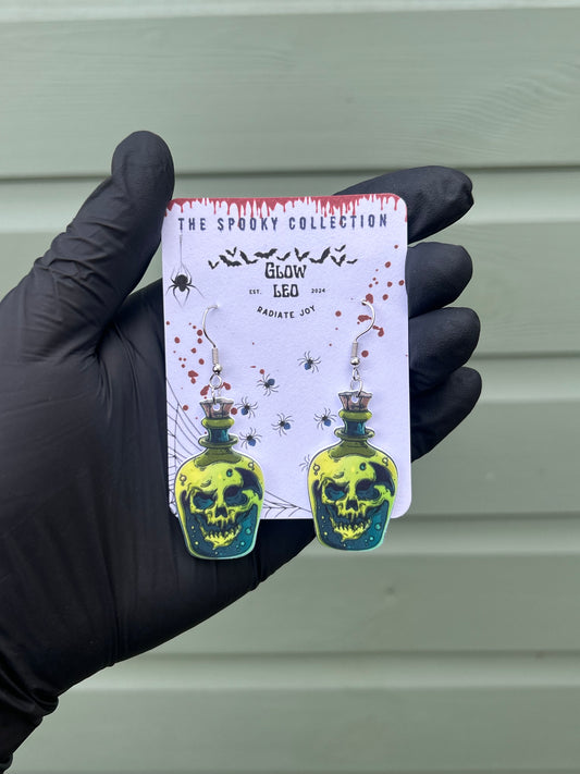 Skull Jar Dangle Earrings
