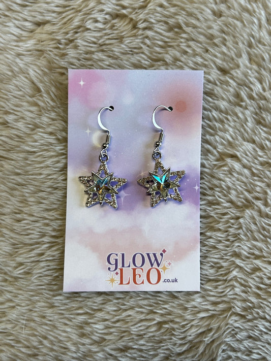 Clear Sparkle Star Earrings