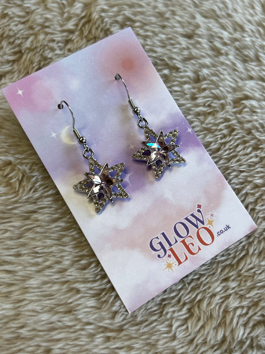 Pink Sparkle Star Earrings
