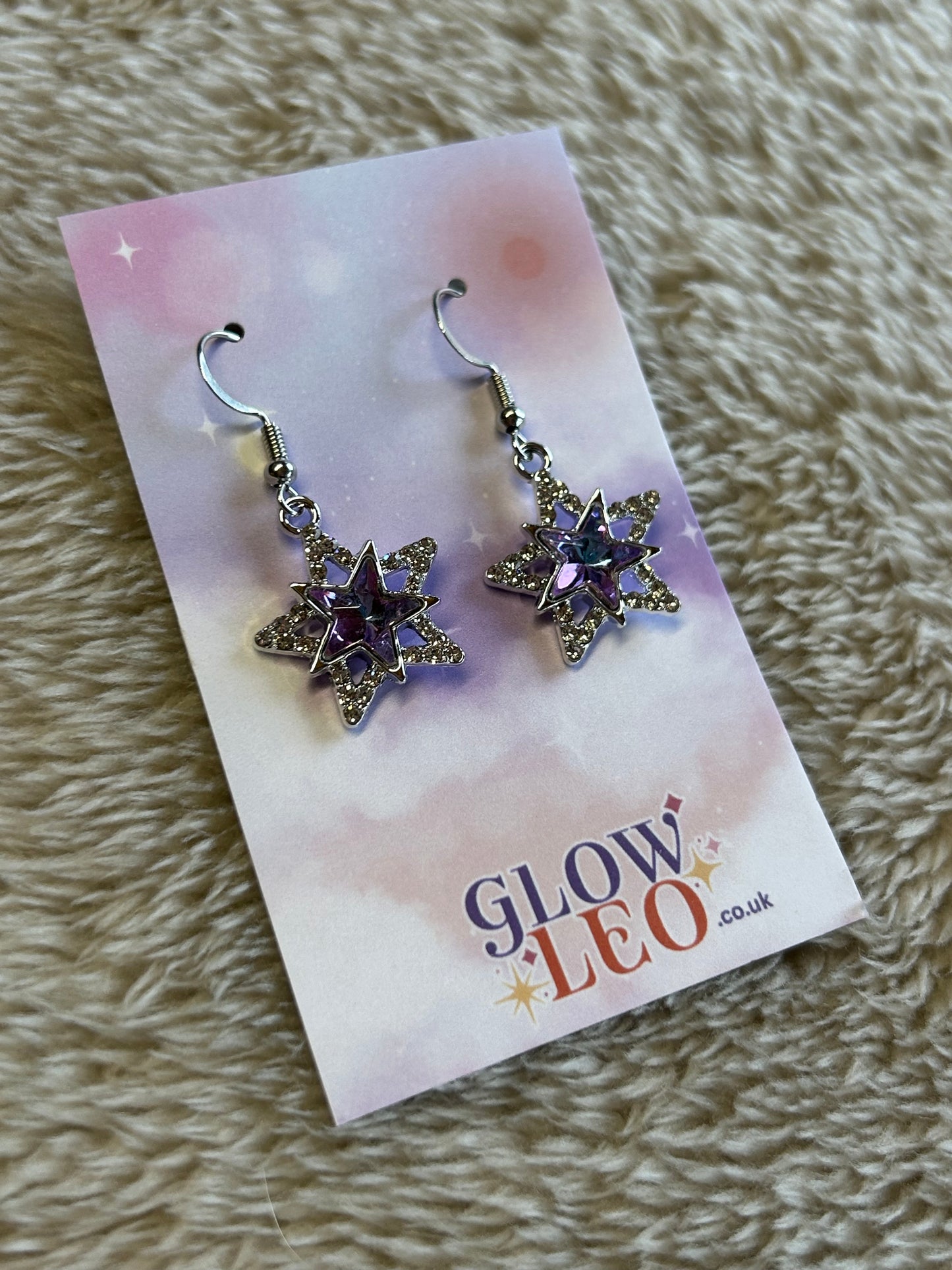 Purple Sparkle Star Earrings