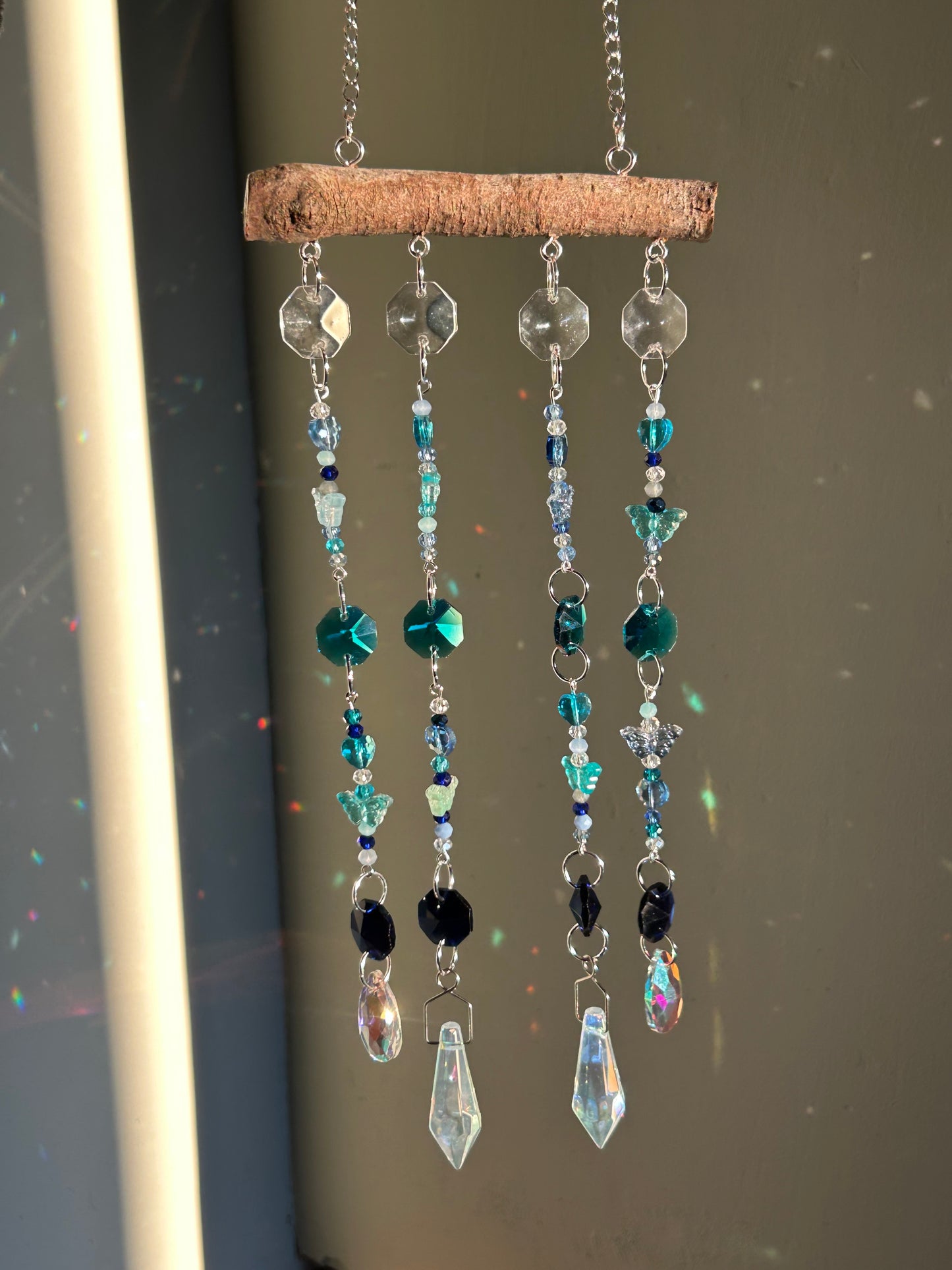 Blue Butterfly Branch Sun Catcher