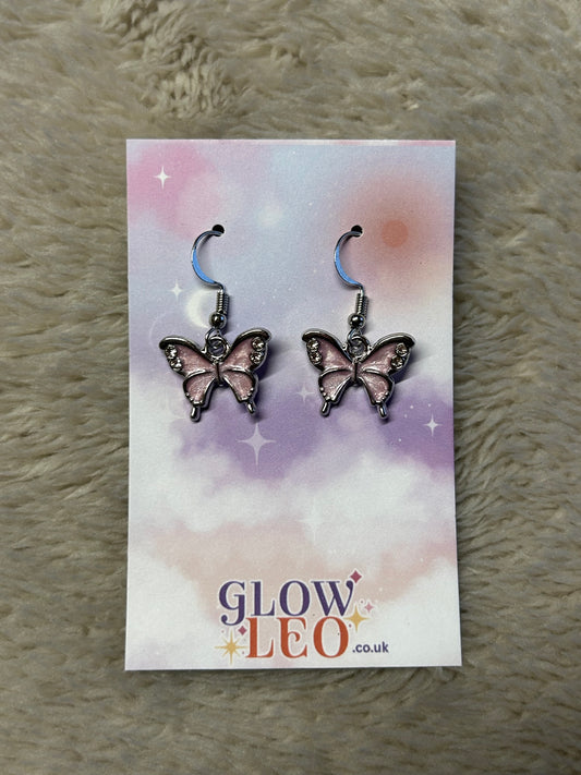 Pink Butterfly Earrings