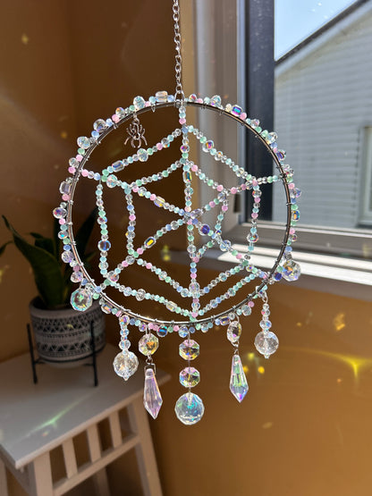 Clover Spider Web Sun Catcher