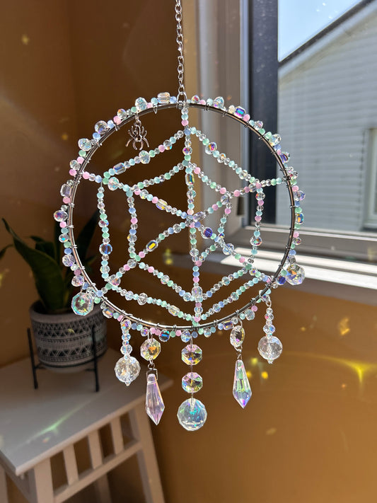 Clover Spider Web Sun Catcher