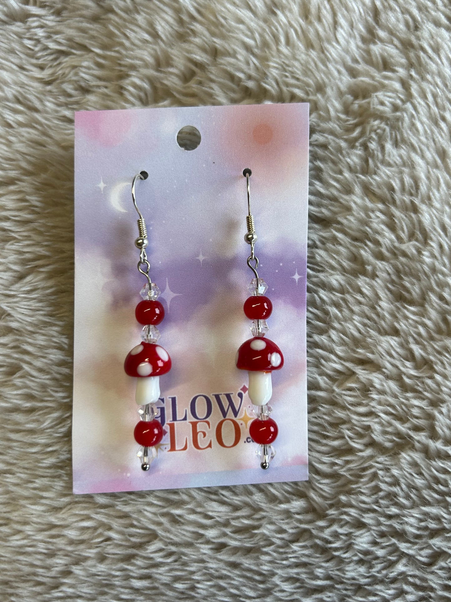Red Mushrooms Glass Earrings