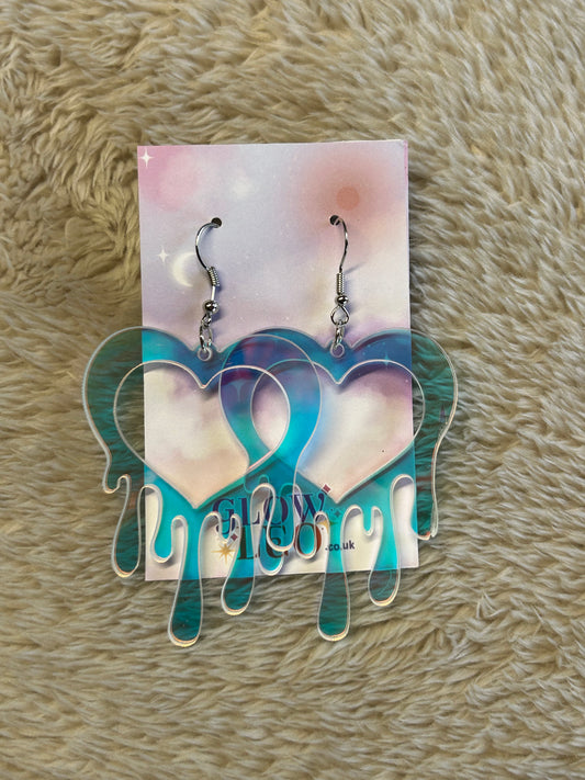 Colour Shift Drippy Heart Earrings