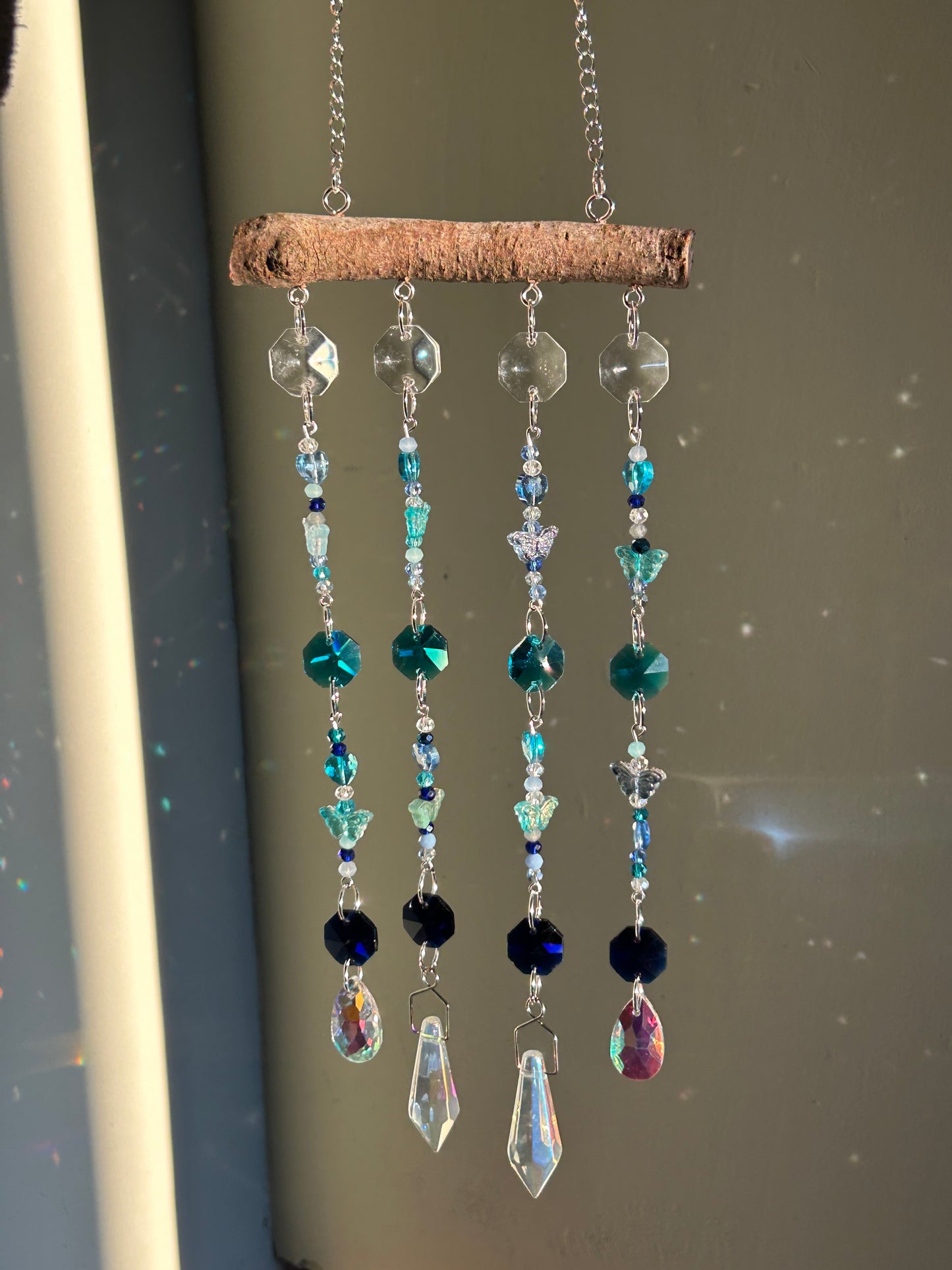 Blue Butterfly Branch Sun Catcher