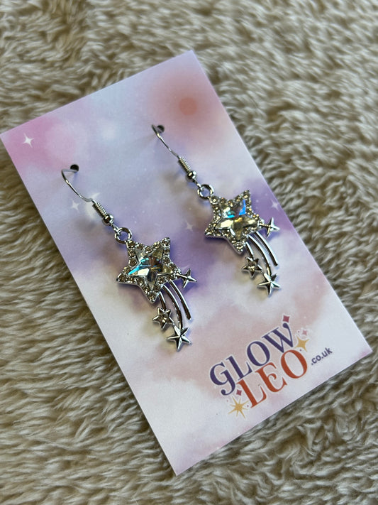 Clear Shooting Star Earrings