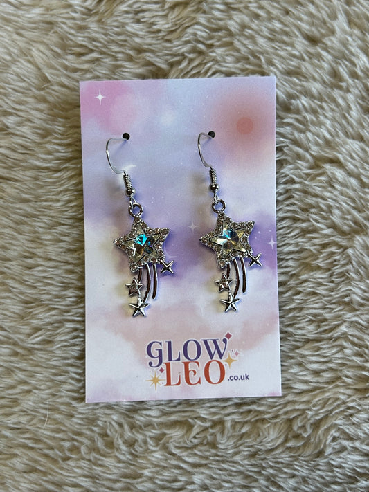 Clear Shooting Star Earrings