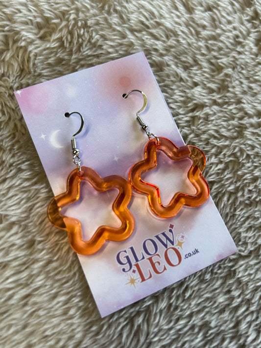 Orange Star Earrings