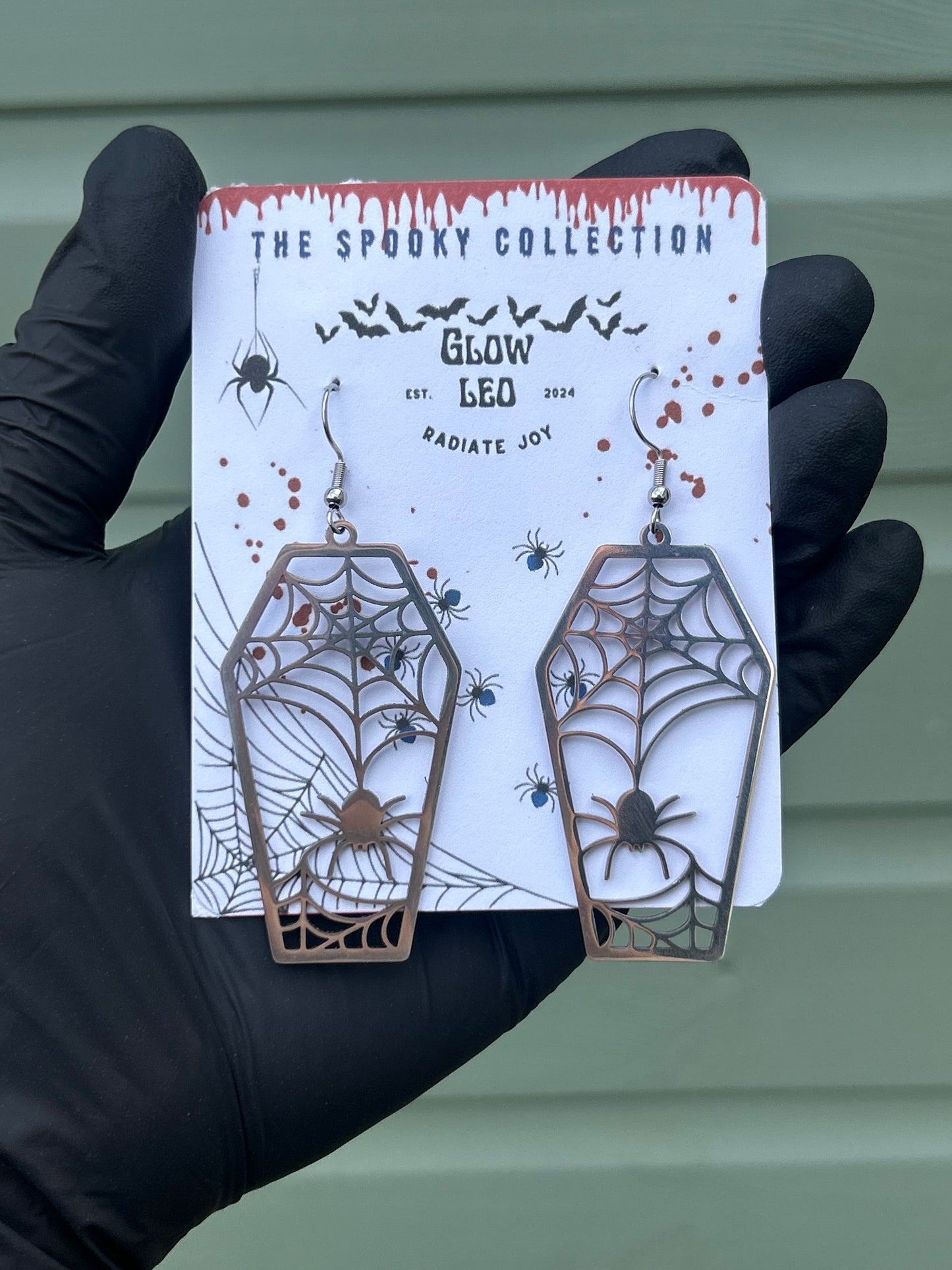 Webbed Coffin Dangle Earrings