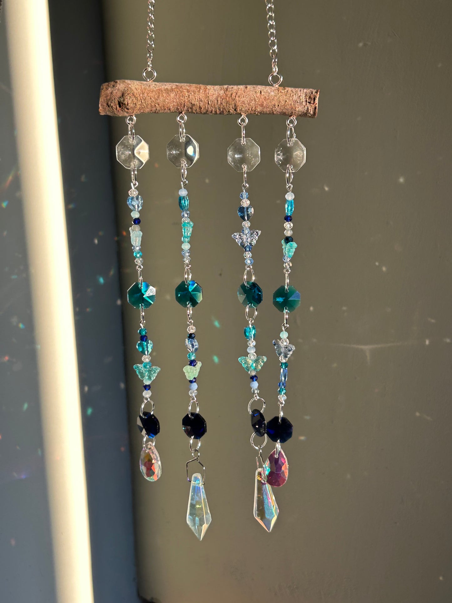 Blue Butterfly Branch Sun Catcher