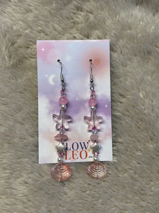 Pink Mermaid Glass Earrings