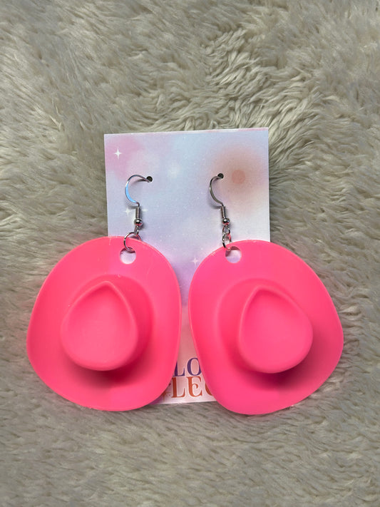 Pink Cowgirl Hat Earrings
