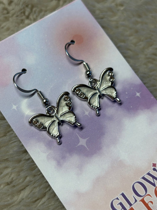 White Butterfly Earrings