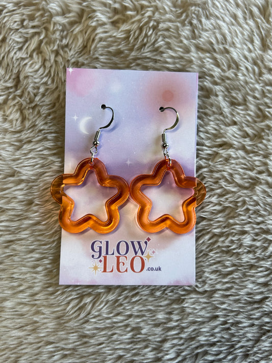 Orange Star Earrings