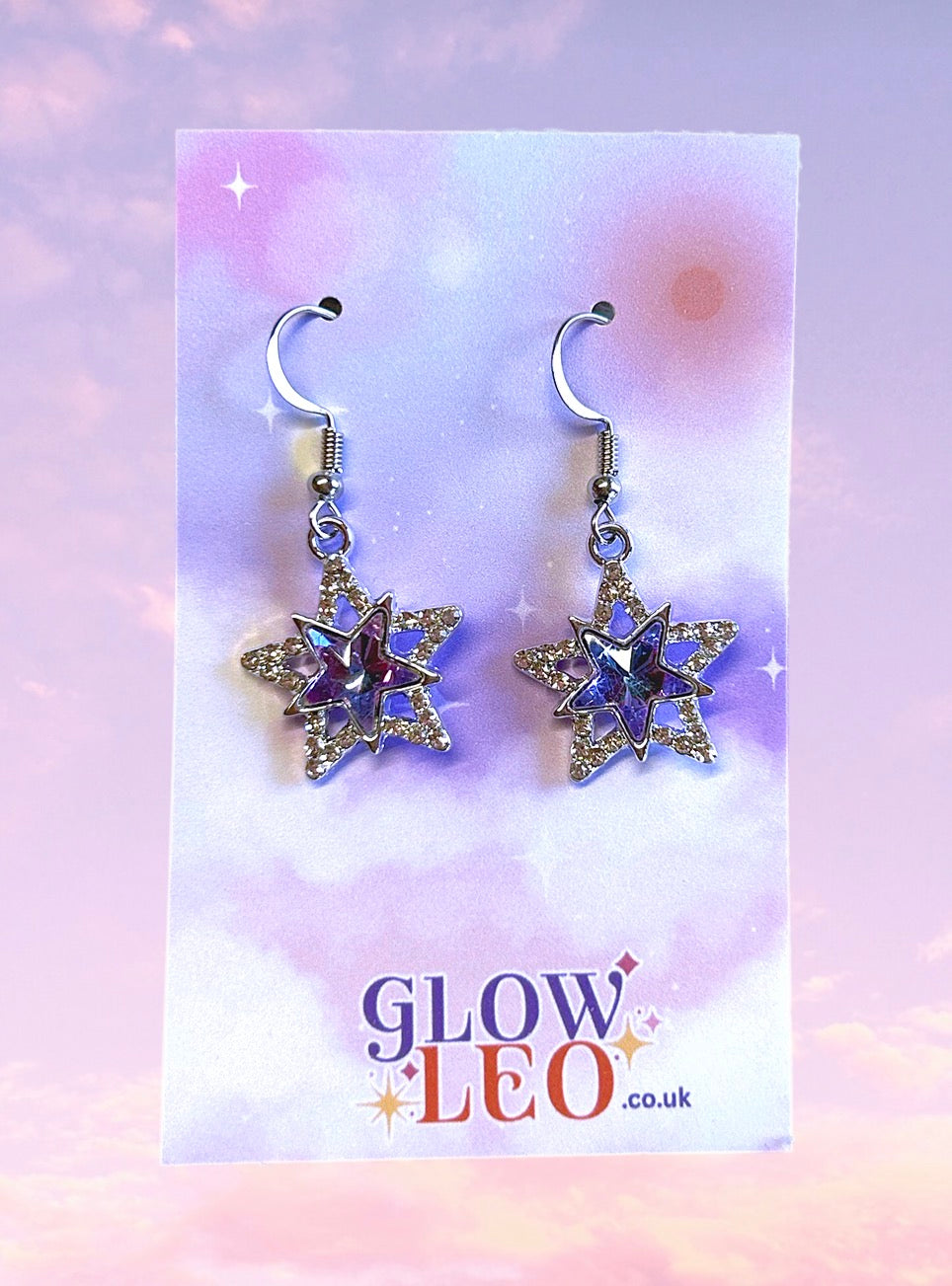 Purple Sparkle Star Earrings