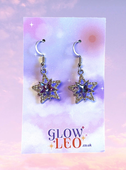 Purple Sparkle Star Earrings