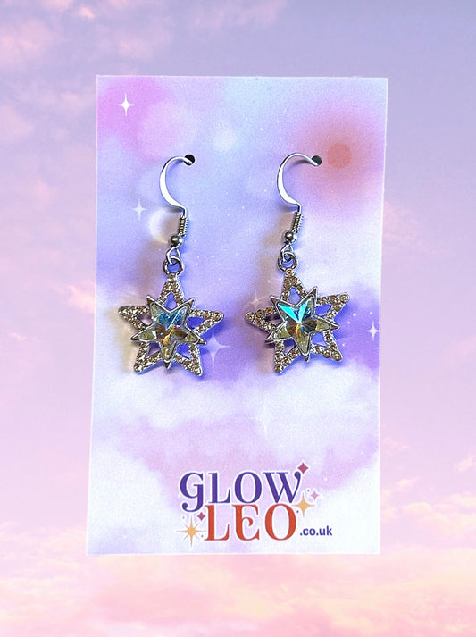 Clear Sparkle Star Earrings