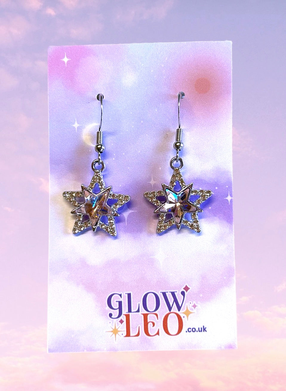 Pink Sparkle Star Earrings