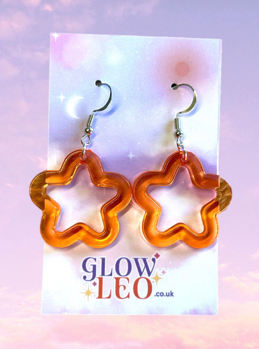 Orange Star Earrings