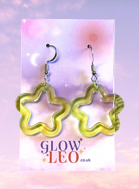 Lime Green Star Earrings