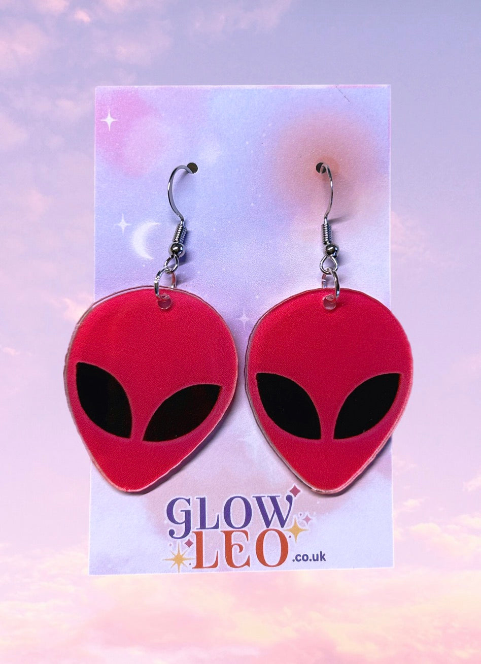 Pink Alien Earrings