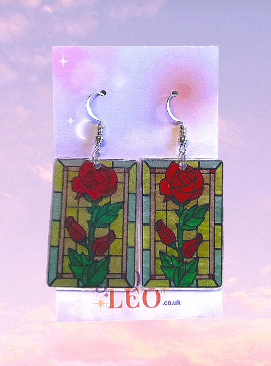 Stained Rose Earrings