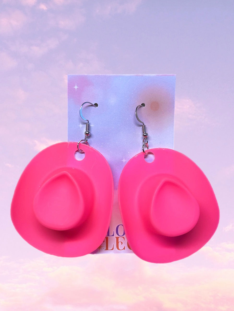 Pink Cowgirl Hat Earrings